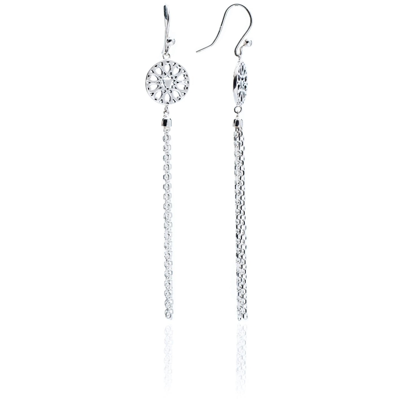 Dazzling Oxidised 925 Sterling Silver Circular Filigree Jaguar Head Tassel Earrings